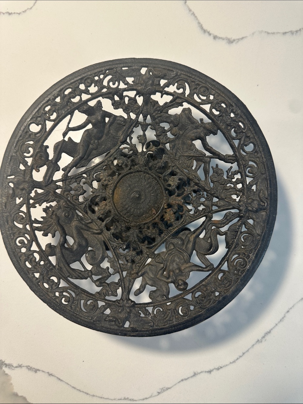 Antique-Style Cast Iron Decorative Wall Plaque in Dark Gray